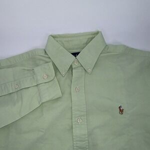 Polo Ralph Lauren Mens Green Classic Fit Button-Down Shirt Size Large